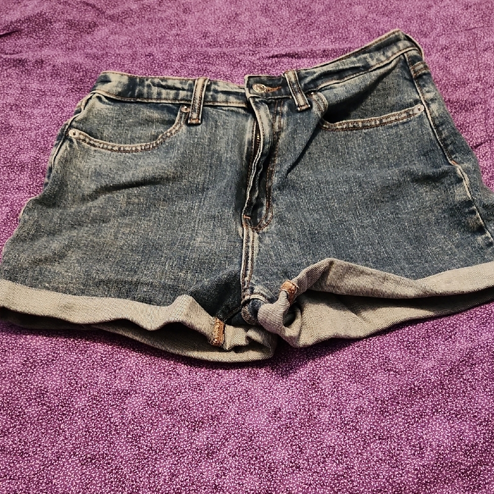 wild fable Dark Blue Denim Cuffed Women's Shorts